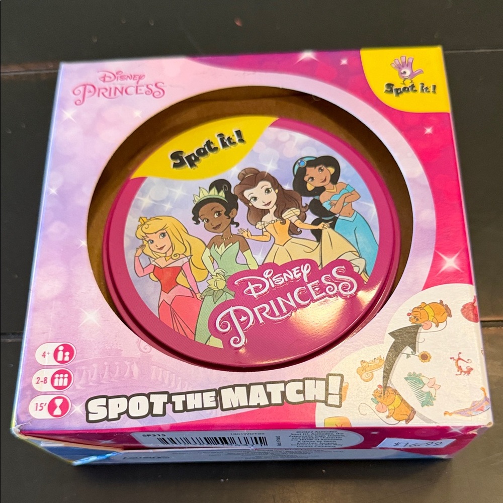 Disney Princess Spot It Game with Pink and Yellow